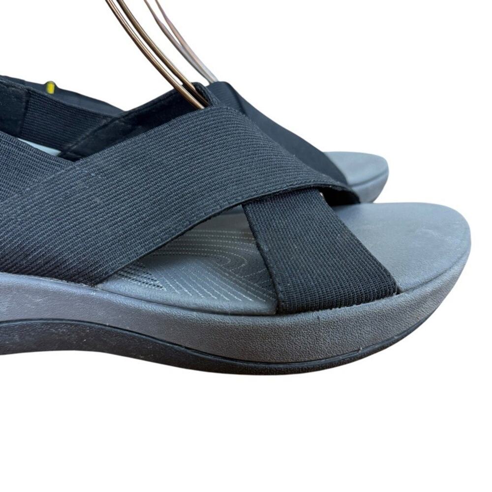 Clarks Arla Kaydin Black Slingback Wedge Sandals Wide Strap Comfort Shoes sz 10 - Picture 13 of 16